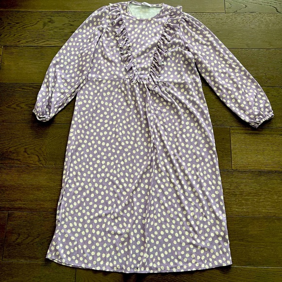 Womens Zara polka dot purple dress with Ruffles, sz Medium - Picture 11 of 11